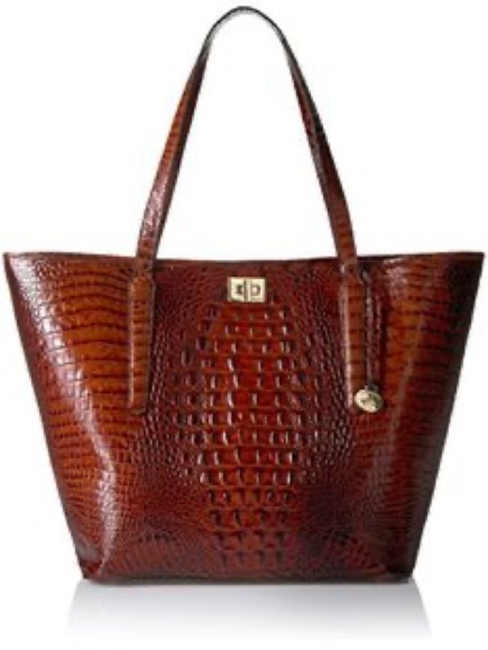Brahmin Chestnut Croc-Embossed Leather Tote